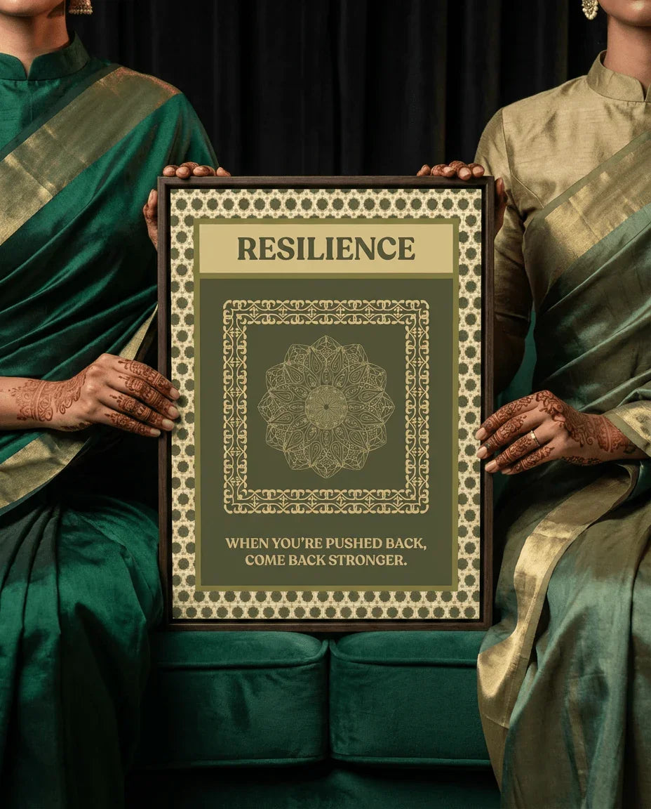 Resilience Canvas Poster on Wooden Frame held by two woman