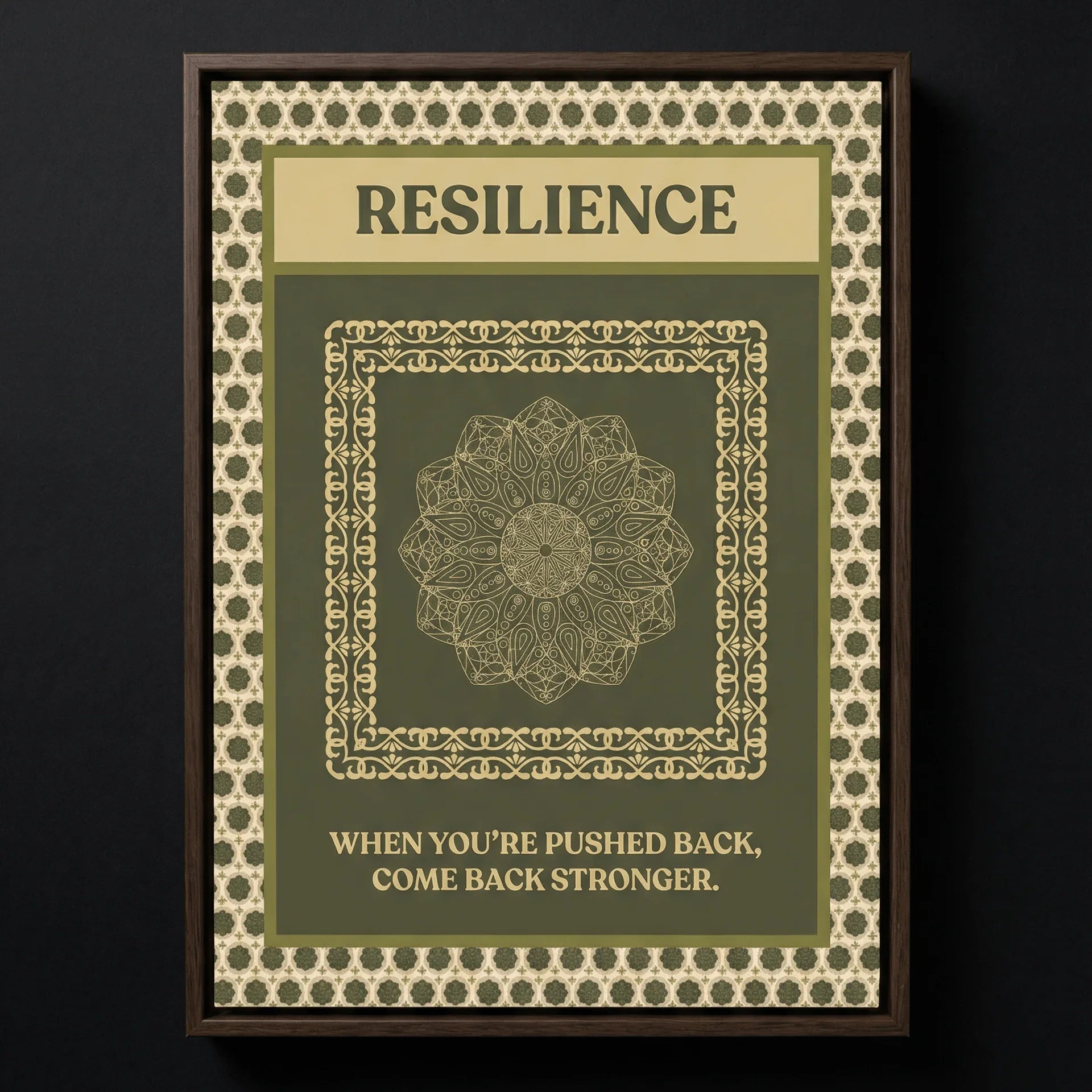 Resilience Canvas Poster on Wooden Frame