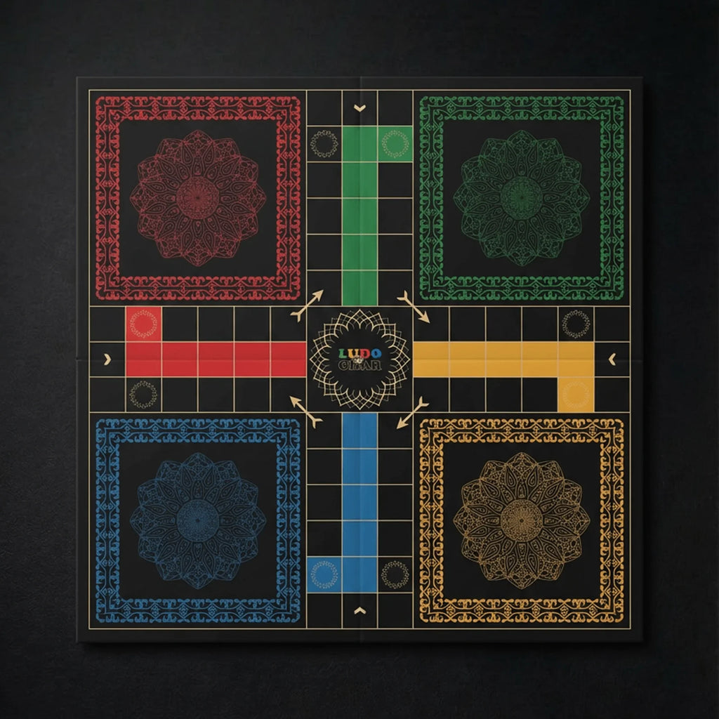 Premium Large Ludo Board 20"x20" quad-fold