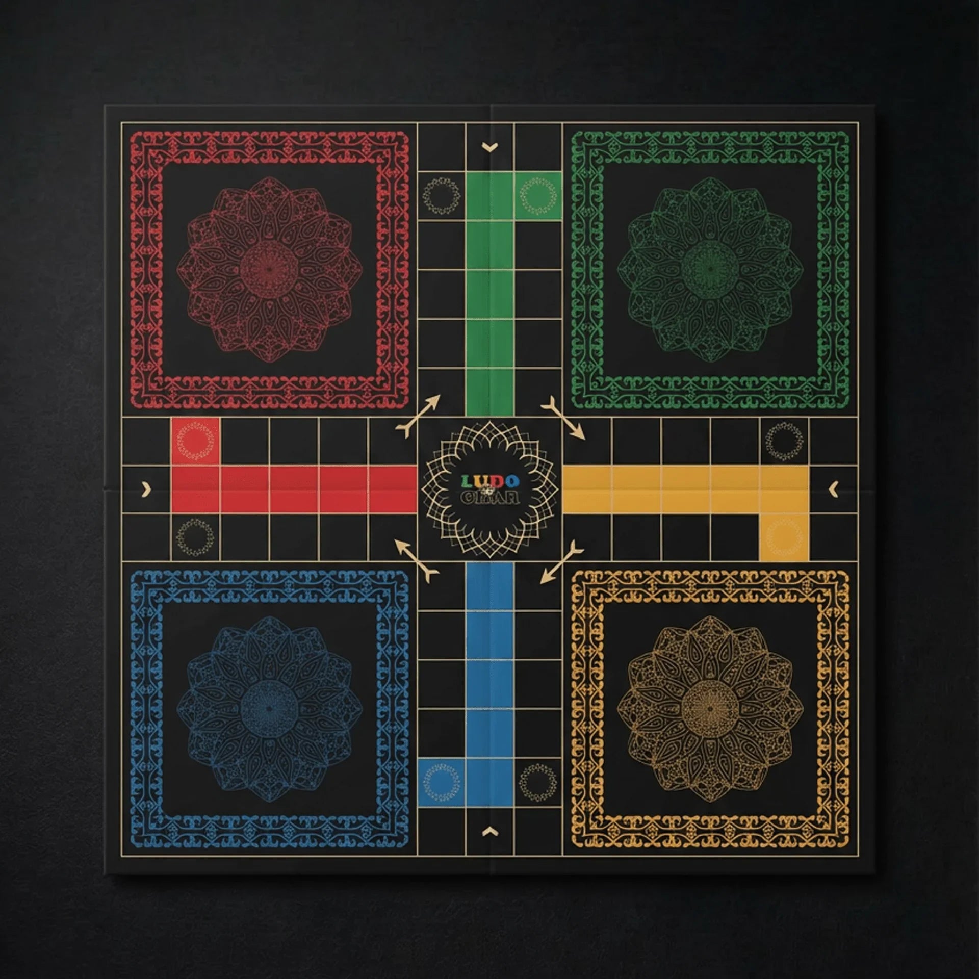 Premium Large Ludo Board 20"x20" quad-fold
